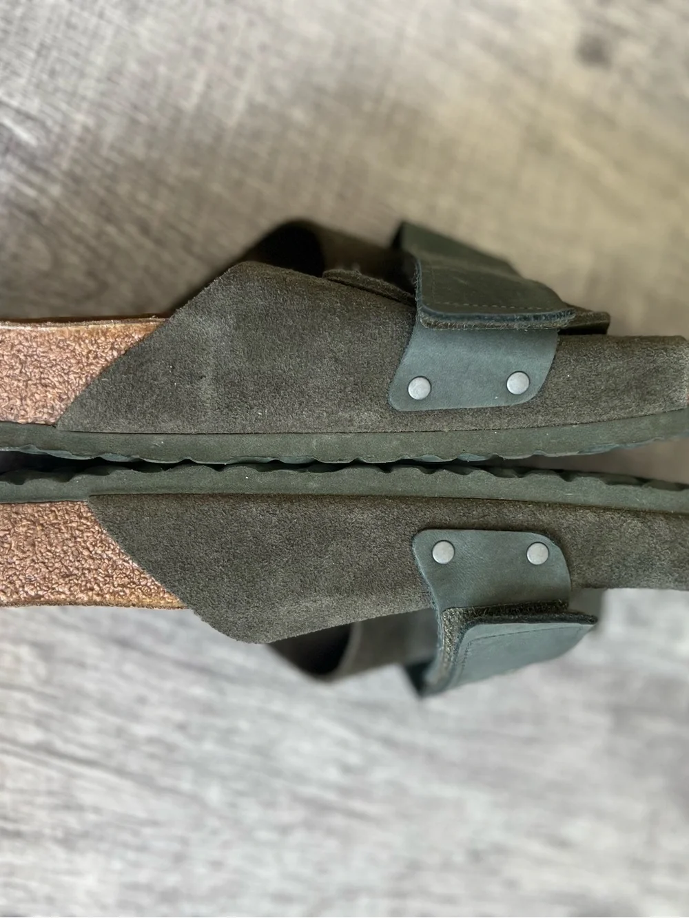 Birkenstock Olive Green Suede Slide Sandals